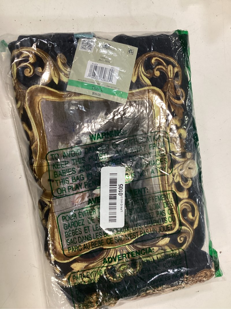 Condition photo showing Good Condition for Wire Collar Button Front with Cinch Tie Sleeves, Black, L