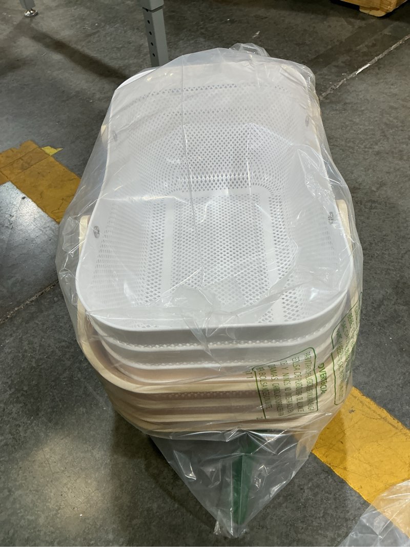 Condition photo showing New/Like New for sadnyy 4 pcs plastic mesh garden harvest basket storage basket with wooden handle multi functional mesh bin for kitchen cabinet picnic fruit vegetable gathering organizer(large,white) large white