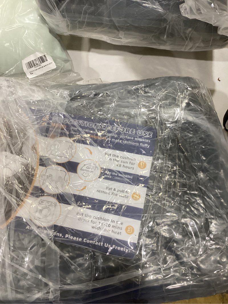 Condition photo showing Good Condition for Outdoor Chair Cushions All Weather Replacement Patio Seat Pads Waterproof Outdoor Patio Furniture Cushions with Back and Ties for Wicker Chairs,41.7 * 20.8" Dark Grey Dark Grey 41.7"*20.8"