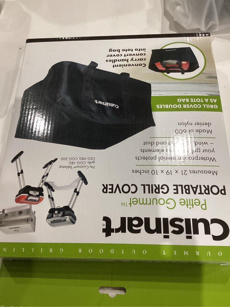 Condition photo showing New/Like New for Cuisinart CGC-19 VersaStand Grill Tote Cover Measures 21 x 19 x 10 inches
