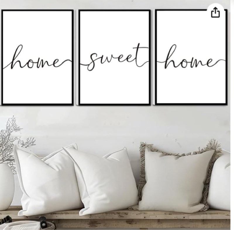 framed home sweet home wall art, modern home sweet home sign for large living room wall decor (ready to hang, set of 3, 12x16 inch, framed)