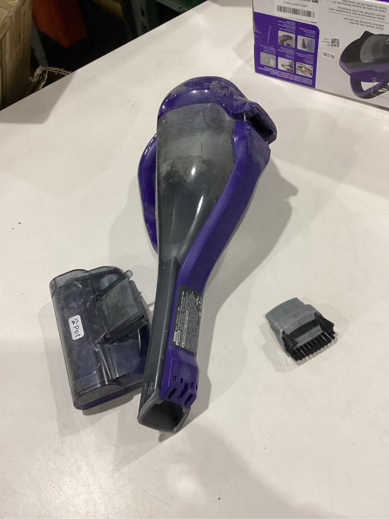 Condition photo showing As Is for USED NOT TESTED BLACK+DECKER dustbuster furbuster AdvancedClean Cordless Pet Handheld Vacuum, Home and Car Vacuum (HLVA325JP07)