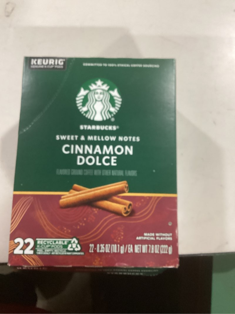 Condition photo showing New/Like New for Starbucks Cinnamon Dolce Naturally Flavored Coffee  Keurig K-Cup Single Serve Coffee Pods  22 Count