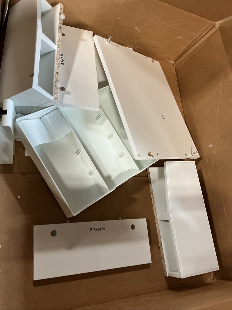 Condition photo showing As Is for Simple Houseware Desk Dual Monitor Stand Riser with Drawer, White