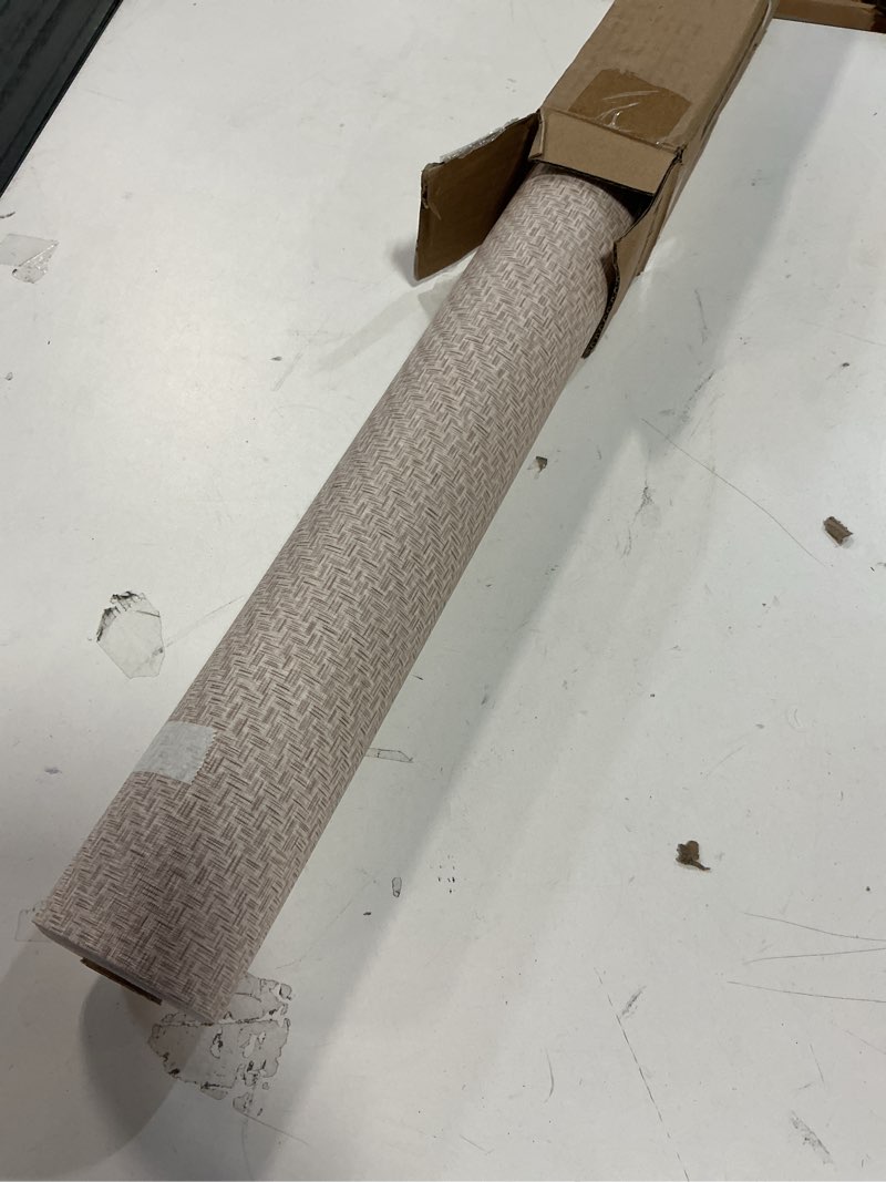 Condition photo showing Good Condition for Haimin Fabric Wallpaper Textured Contact Paper (24in X 393in) Grasscloth Wallpaper Peel and Stick Faux Linen Wall Paper Waterproof Vinyl Self Adhesive (Light Brown-1)