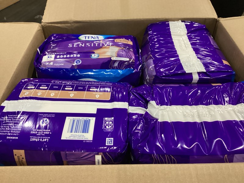 Condition photo showing Good Condition for TENA Sensitive Care Overnight Incontinence Underwear for Women, Bladder Control and Postpartum, Extra Large, 56 Count (Waist Size 39in-52in) X-Large 56