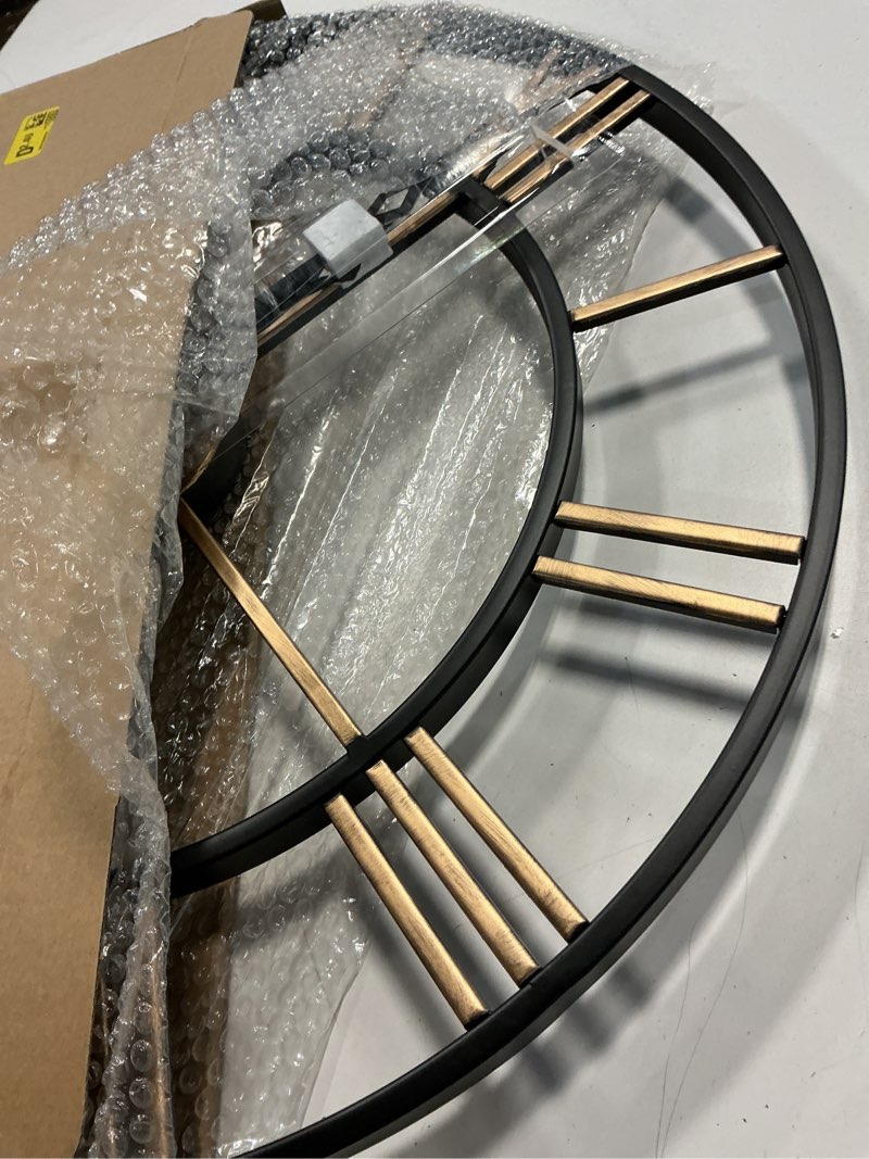 Condition photo showing Good Condition for 24 inch large wall clocks for living room decor,big roman numerals vintage gold modern decorative metal oversized wall clocks for bedroom, kitchen, office,housewarming gift vintage gold 24 inch