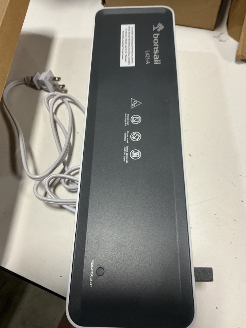 Condition photo showing Good Condition for bonsaii laminator machine with 5 laminating sheets, 9 inch thermal laminating machine for doc/posters/photos, compact laminator for home office school, l421-grey 9 in + 5 pouches