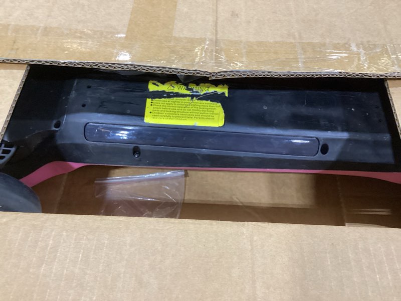Condition photo showing As Is for electric scooter for kids ages 3-12, full body lights up, wide deck, 3 adjustable heights, 5mph safe speed, 90min riding, foldable 3 wheel electric scooter for kids boys girls toddler pink + pull handle