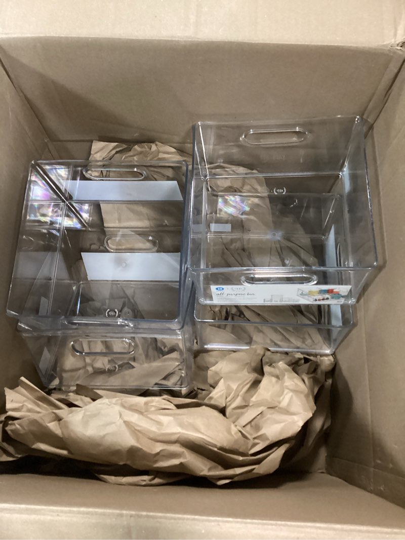 Condition photo showing Good Condition for iDesign Plastic Storage Bin with Handles for Household Storage - Set of 4 - Clear - Made in USA Pack of 4