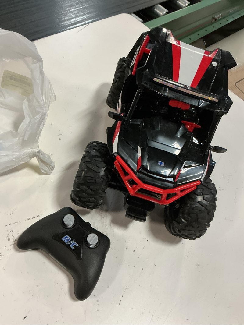 Condition photo showing As Is for polaris® rzr 1:14 scale radio control off-road vehicle, red, rechargeable usb battery