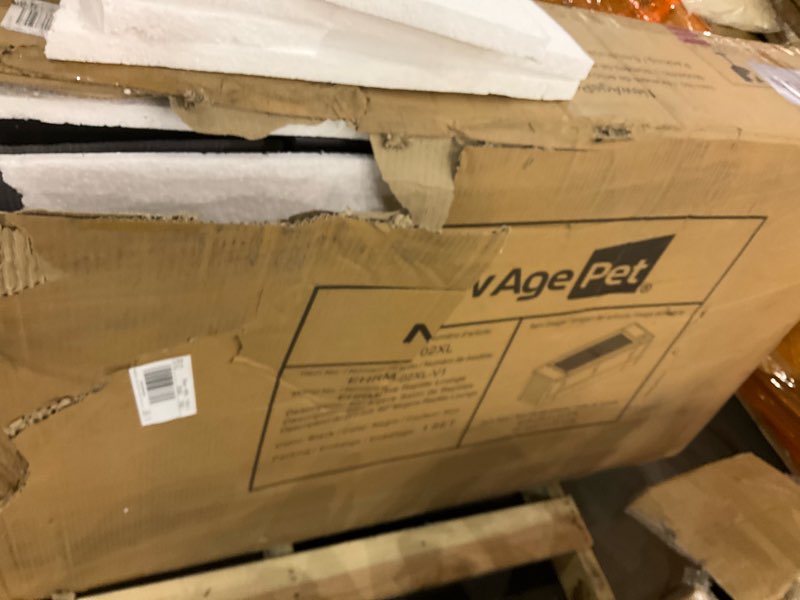 Condition photo showing As Is for New Age Pet ECOFLEX 60 in Mojave Reptile Lounge in Espresso Black, Durable Wood Plastic Composite Habitat with Vented Side Panels, Removable Sliding Glass Doors, and Mesh Screen Top for Lamp Setup,