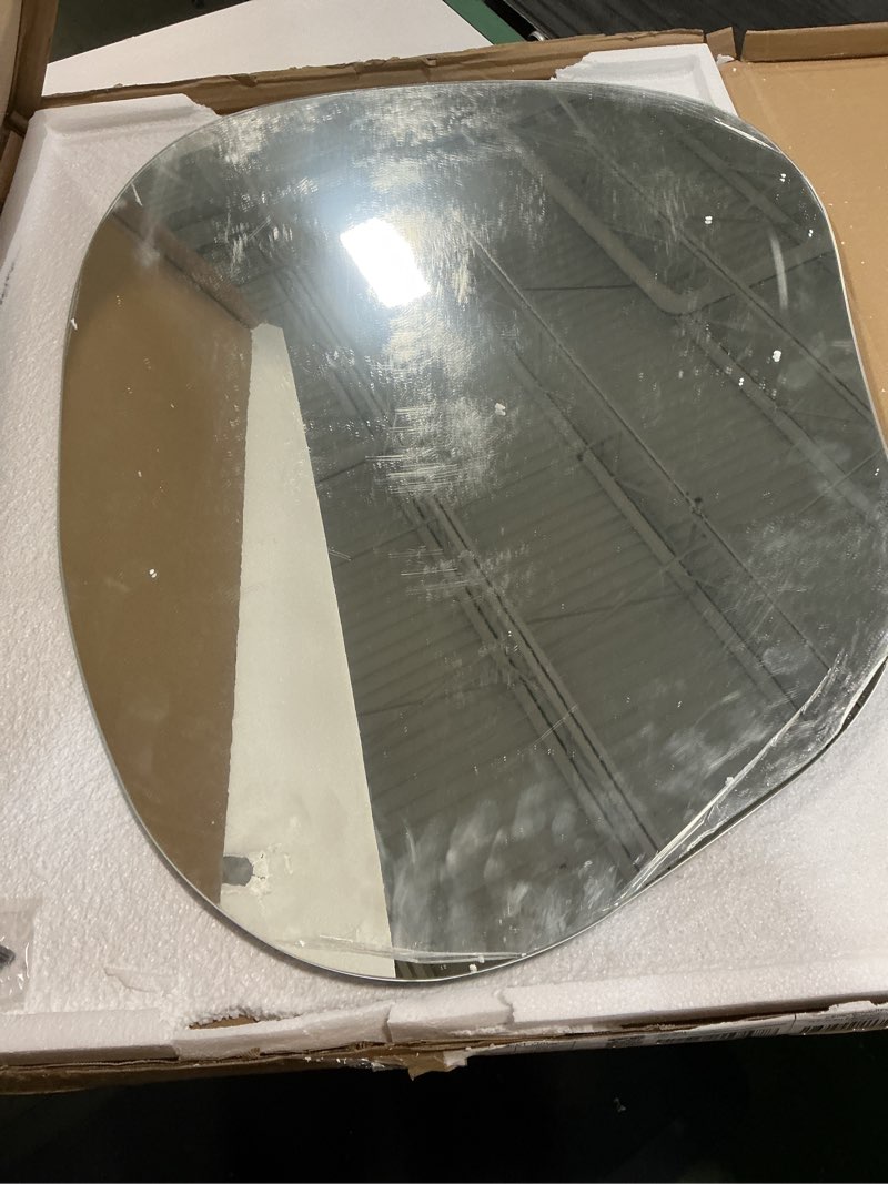 Condition photo showing Good Condition for Hasipu Irregular Wall Mirror - 24"x15" Asymmetrical Frameless Mirror, Modern Decorative Mirrors for Living Room, Entryway, Hallway, Bathroom, Bedroom,Wall Mounted Home Decor Frameless 24"L x 15"W