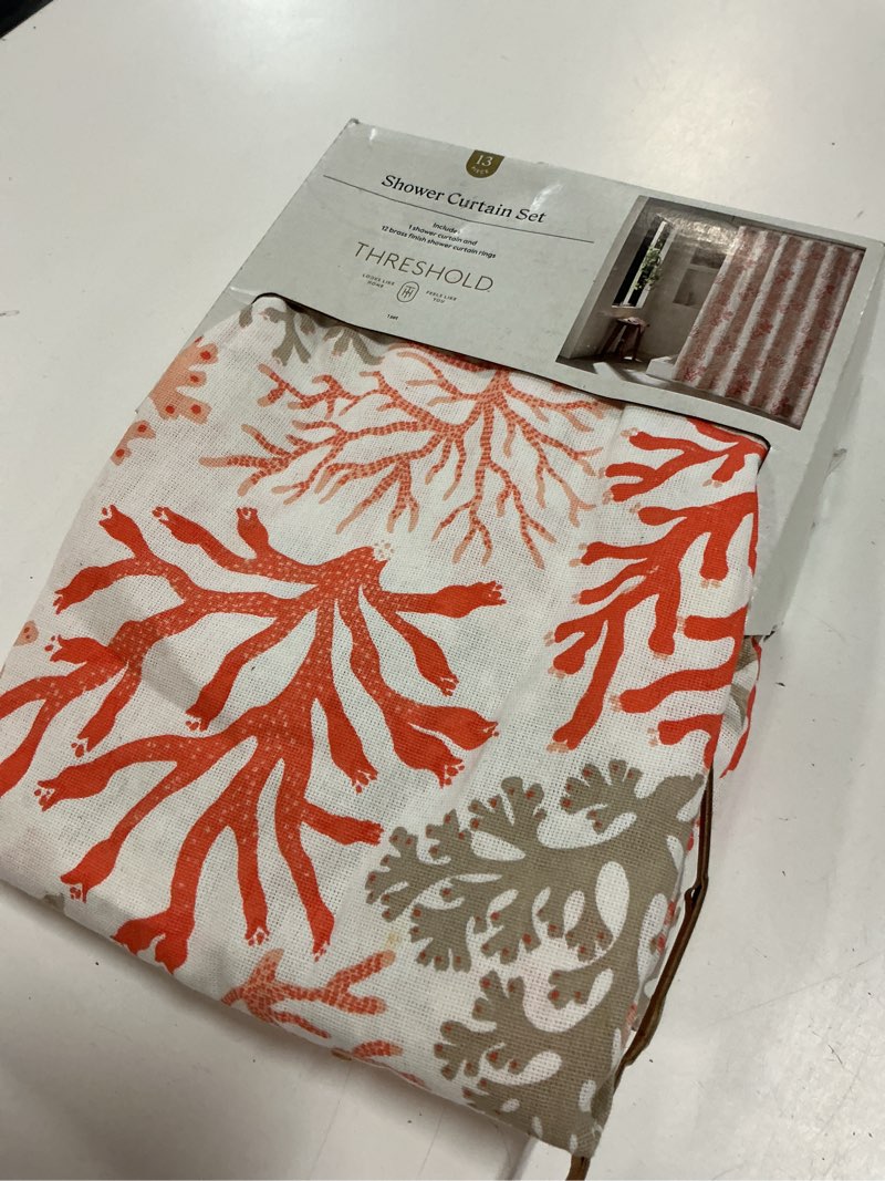 Condition photo showing Good Condition for 13pc coastal coral branch shower curtain set off-white - threshold™