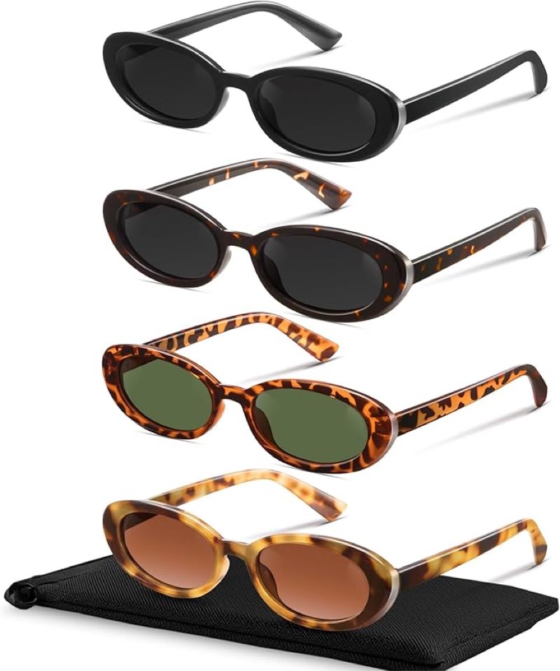 miyya small oval retro SunglassesASIN#2 4 pack-2Amber Tortoise + Smoke Tortoise/Black + Black+Leopard/Green, Amber Tortoise + Smoke Tortoise/Black + Black+leopard/Green