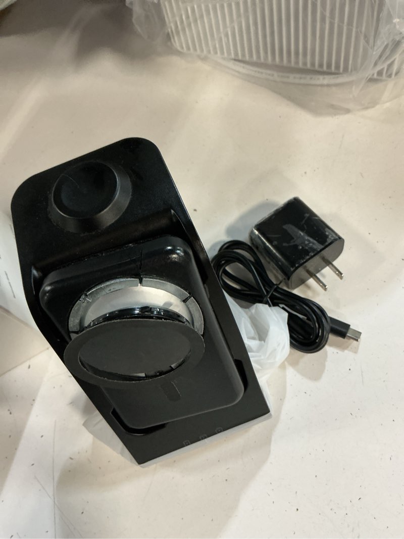 Condition photo showing As Is for smtcsl 3 in 1 wireless charging station: 5000mah removable power bank charger stand for phone/watch/air pods - portable magnetic battery pack for air 17 16 15 14 13 12 series black