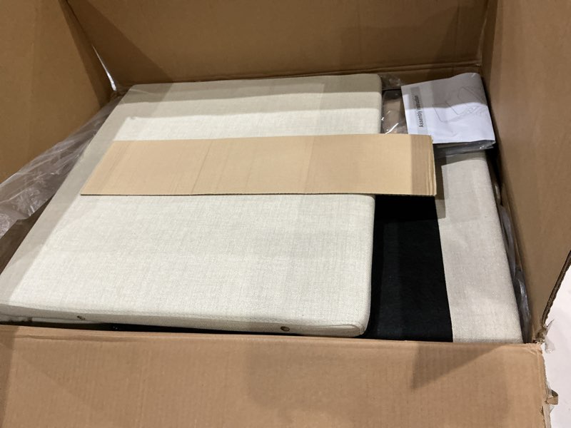 Condition photo showing New/Like New for karl home accent chair mid-century modern chair with pillow linen fabric upholstered lounge arm chair with solid wood frame & soft cushion for living room, bedroom, balcony, beige linen beige