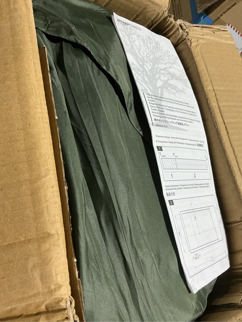 Condition photo showing Good Condition for Amazon Basics 40°F Cool Weather Two-Person Sleeping Bag, 87 Inches x 59 Inches, Olive Green