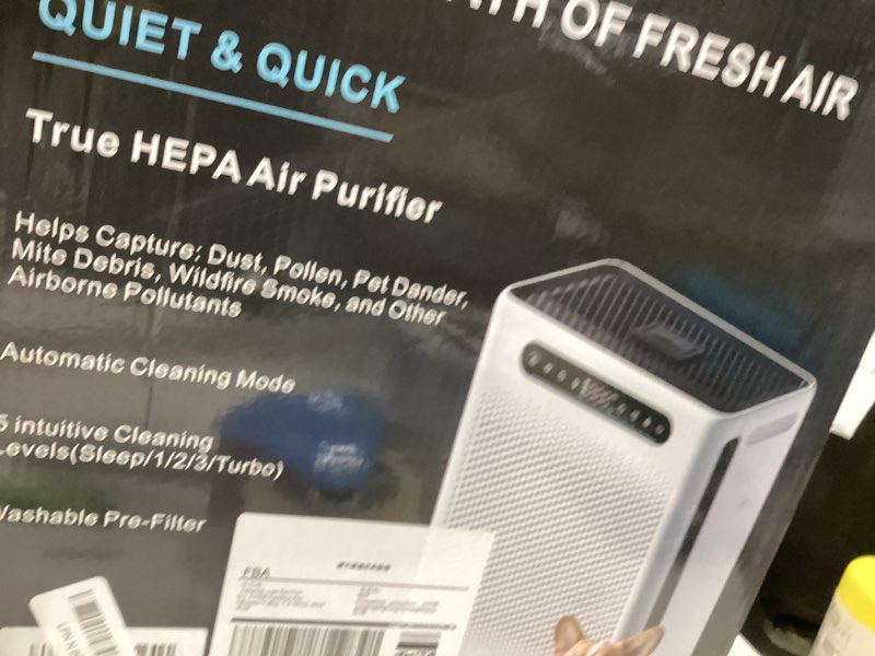 Condition photo showing New/Like New for Air Purifiers for Home Large Room Up to 2600 Ft², HEPA Air Purifier with Washable Filter & Air Quality Display, Powerful Turbo Mode Air Cleaner for Pet Hair Odors Smoke Dust, HAP605 White