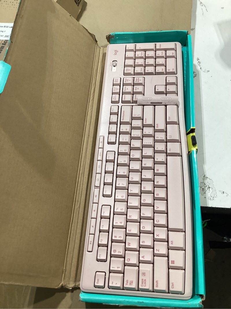 Condition photo showing Good Condition for logitech k270 wireless keyboard for windows, 2.4 ghz wireless, full-size, number pad, 8 multimedia keys, 2-year battery life, compatible with pc, laptop - rose rose 1 pack keyboard