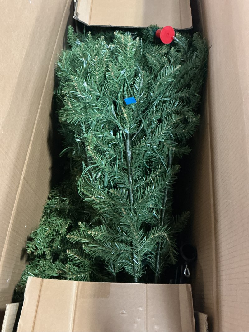 Condition photo showing Good Condition for National Tree Company 7.5 ft Pre-Lit Dunhill Fir Artificial Christmas Tree, 700 LED Lights, 2,514 Tips, Foot Pedal, 10 Light Functions, Includes Stand, Green