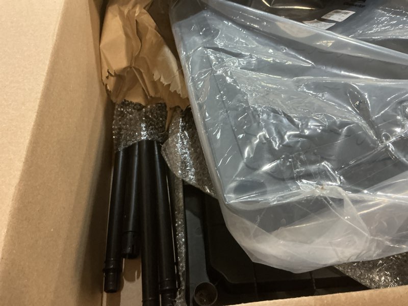 Condition photo showing As Is for Boot Shoe Organizer Rack Plastic Boot Tray Large Waterproof Utility Shoe Mat Storage Shelf for Indoor Outdoor Entryway Hallway Closet Use in All Seasons Black (28" d X 14.5" w X 29" h) 28"d X 14.5"w X 29"h