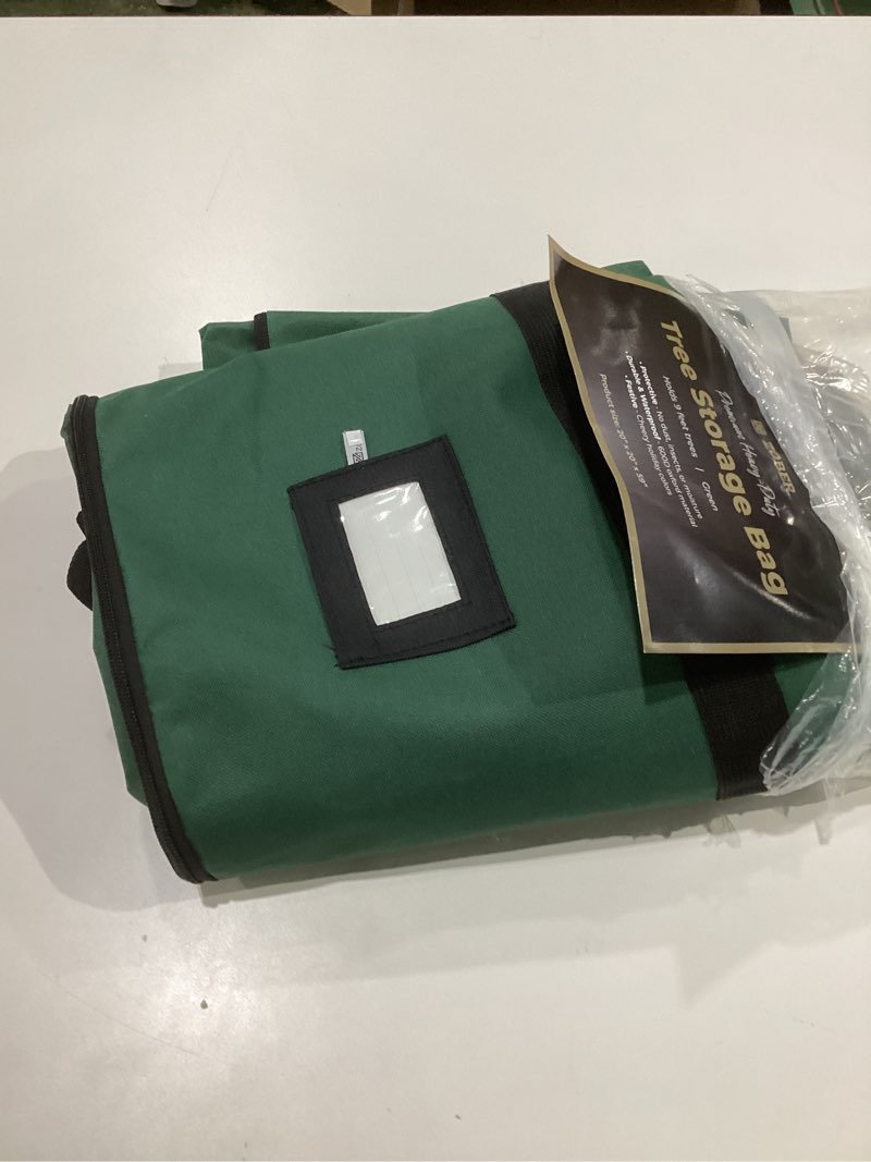 Condition photo showing As Is for ZOBER Wide Christmas Tree Storage Bag - Maximum Accessibility - Fits 9 Ft Trees - 600D Oxford Fabric Christmas Tree Bag For Storage Box For Xmas - Strong, Durable Straps & Handles - Card Slot - Green 9 ft Green