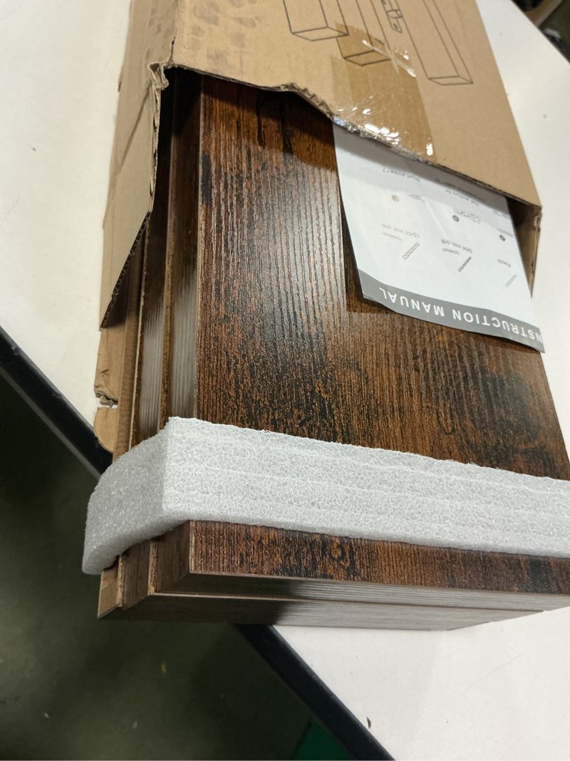 Condition photo showing Good Condition for BAYKA Floating Shelves for Wall, 22.5 Inch Rustic Wood Wall Mounted Shelving for Bathroom, Bedroom, Living Room, Kitchen & Book, Hanging Display Decor Shelf with 22 lbs (Rustic Brown,Set of 3) B. Rustic Brown - Americana Farmhouse Style 22.5inches