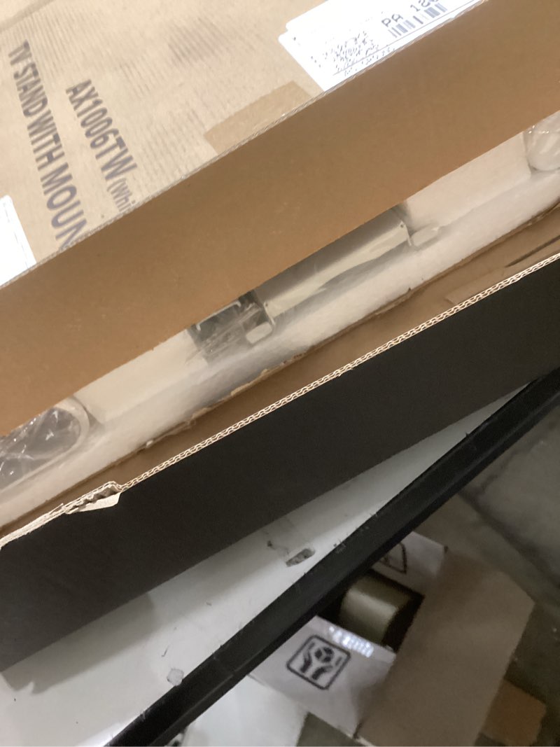 Condition photo showing Good Condition for AX WABER Universal Floor TV Stand with Mount 70 Degree Swivel 9 Level Height Adjustable and Space Saving Design for Most 27 to 65 inch LCD, LED OLED TVs, Perfect for Corner & Bedroom White AX1006TW White Floor TV Stand