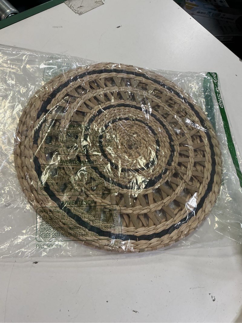 Condition photo showing Good Condition for Deosur 2PCS Boho Woven Grass Wall Hanging & Tray – 35CM Handmade Round Wall Art for Living Room & Bedroom – Dual-Purpose, in Black