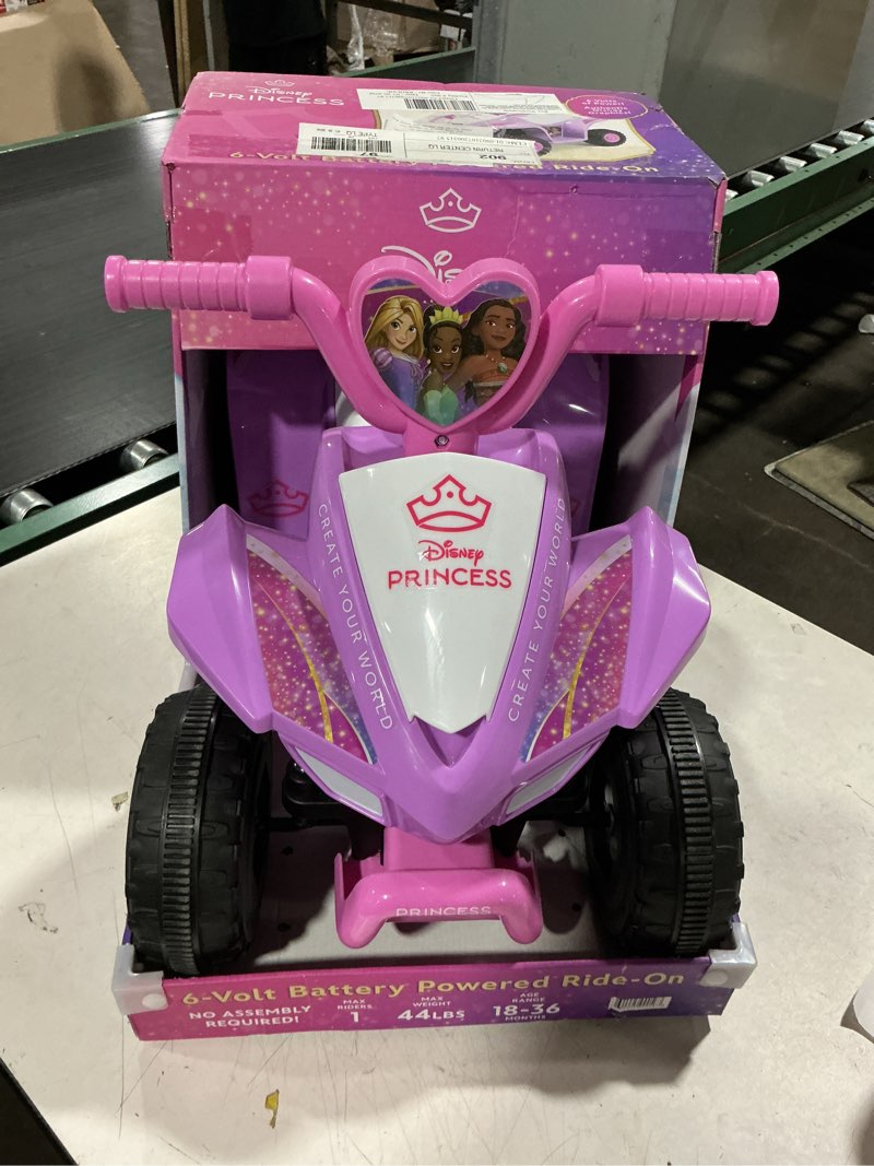 Condition photo showing Good Condition for disney princess atv, 6v battery powered ride on, ages 18m to 36m