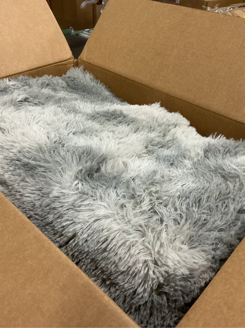 Condition photo showing Good Condition for Shag Area Rugs for Bedroom Living Room,6X9 Ultra Soft Fluffy Area Rugs for Dorm, Indoor Carpet Nursery Rugs for Kids Room Home Decor,Tie-Dye Grey 6' x 9' (Rectangular) Mottling Grey