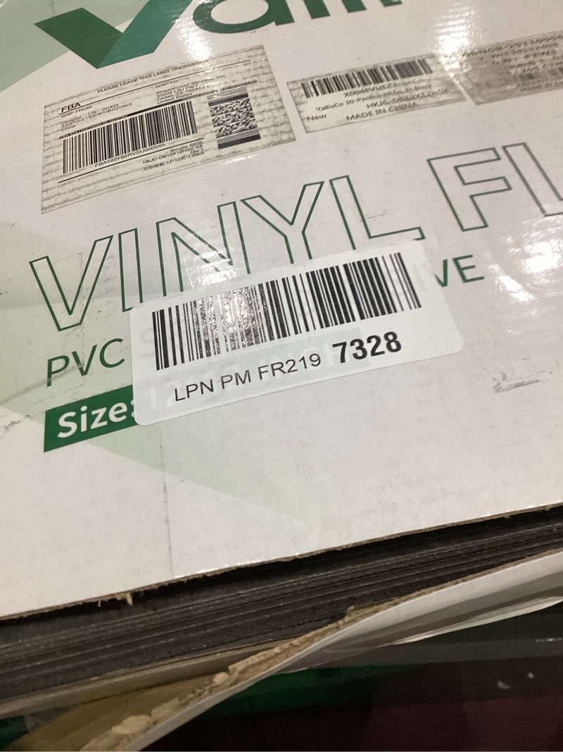 Condition photo showing As Is for 30-Pack Peel and Stick Vinyl Floor Tiles, 12"x12" Self-Adhesive Waterproof Peel and Stick Flooring Planks DIY for Bathroom, Kitchen, Living Room, Cover 30 Sq. Ft Black 12"x12" Black 30