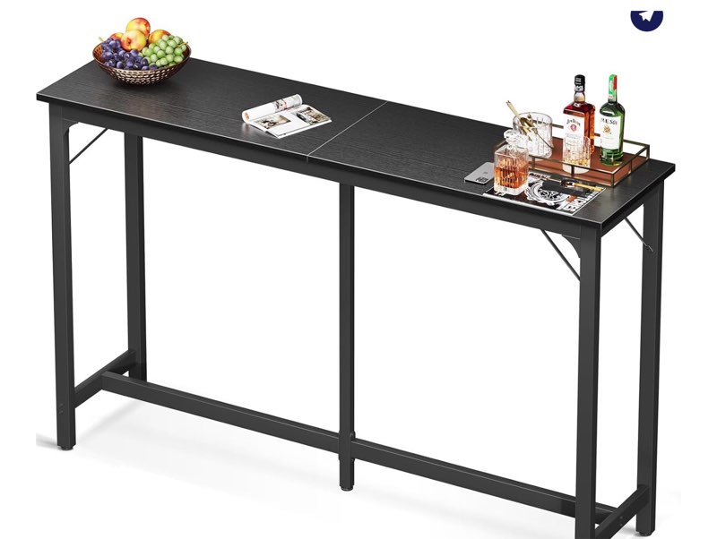 odk 63 inch bar table, bar height pub table, counter height bar table, rectangular high top kitchen & dining counter tables with sturdy legs & easy-to-clean top, indoor use, rustic brown 63 inch rustic brown