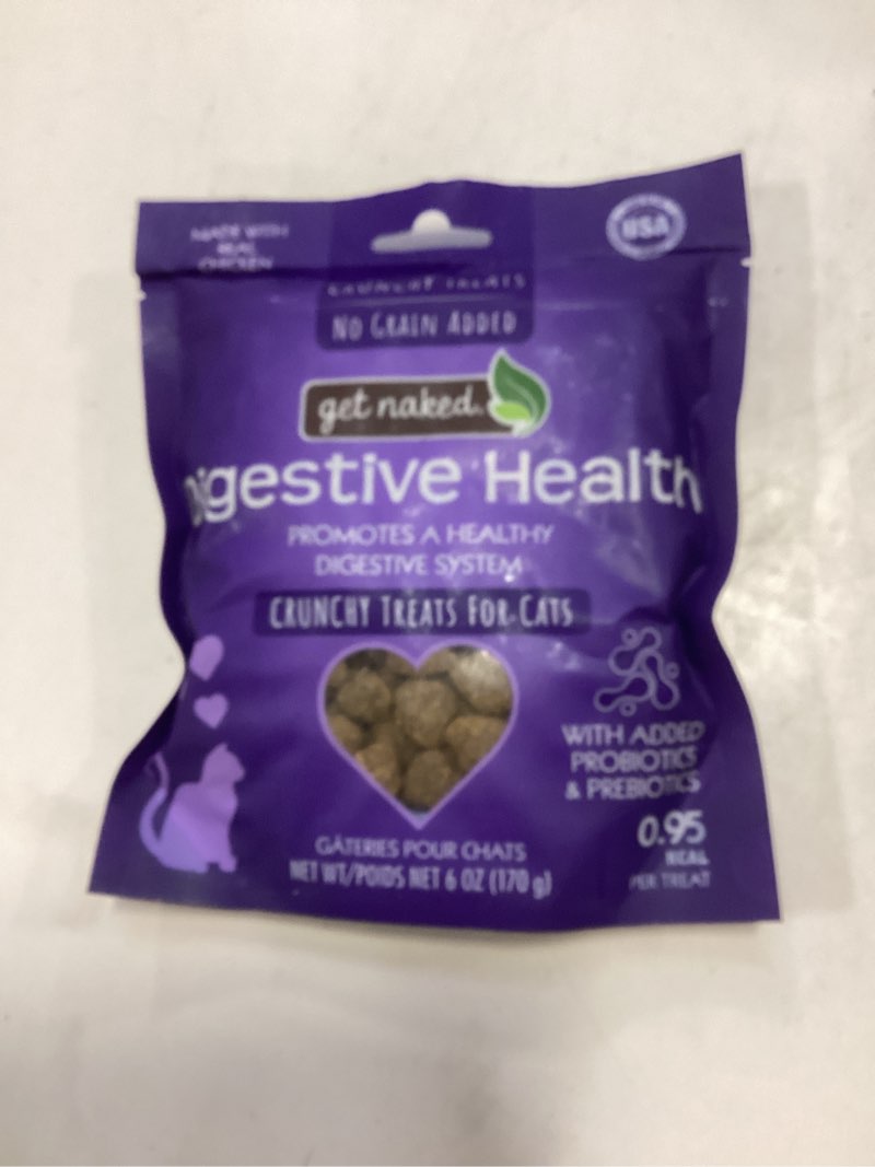 Condition photo showing New/Like New for Get Naked Digestive Health Crunchy Cat Treats 6oz - Chicken Flavor, Grain-Free Cat Probiotics for Indoor Cats, Supports Healthy Digestion, Dental Health & Immunity, Made in The USA Chicken 6 Ounce (Pack of 1)