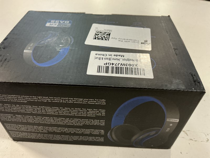 Condition photo showing New/Like New for Falebare Bluetooth Headphones Over Ear, 6S Foldable Wireless Headphones with 6 EQ Modes, 40 Hours Playtime HiFi Stereo Headset with Mic, Soft Ear Pads, TF/FM for Cellphone/PC/Home (Black & Blue)