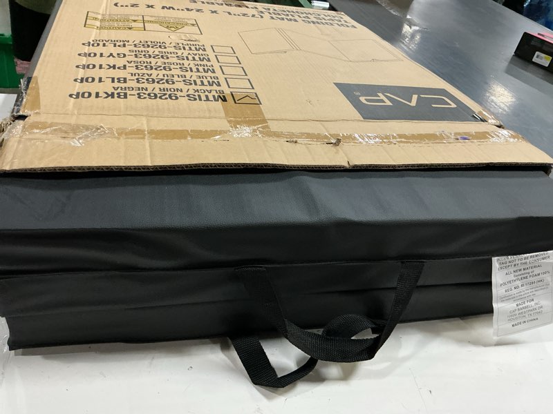 Condition photo showing New/Like New for cap barbell all purpose folding anti tear exercise training aerobic fitness gym & gymnastics balance mat | multiple colors 6' x 2' x 2.0" thick black