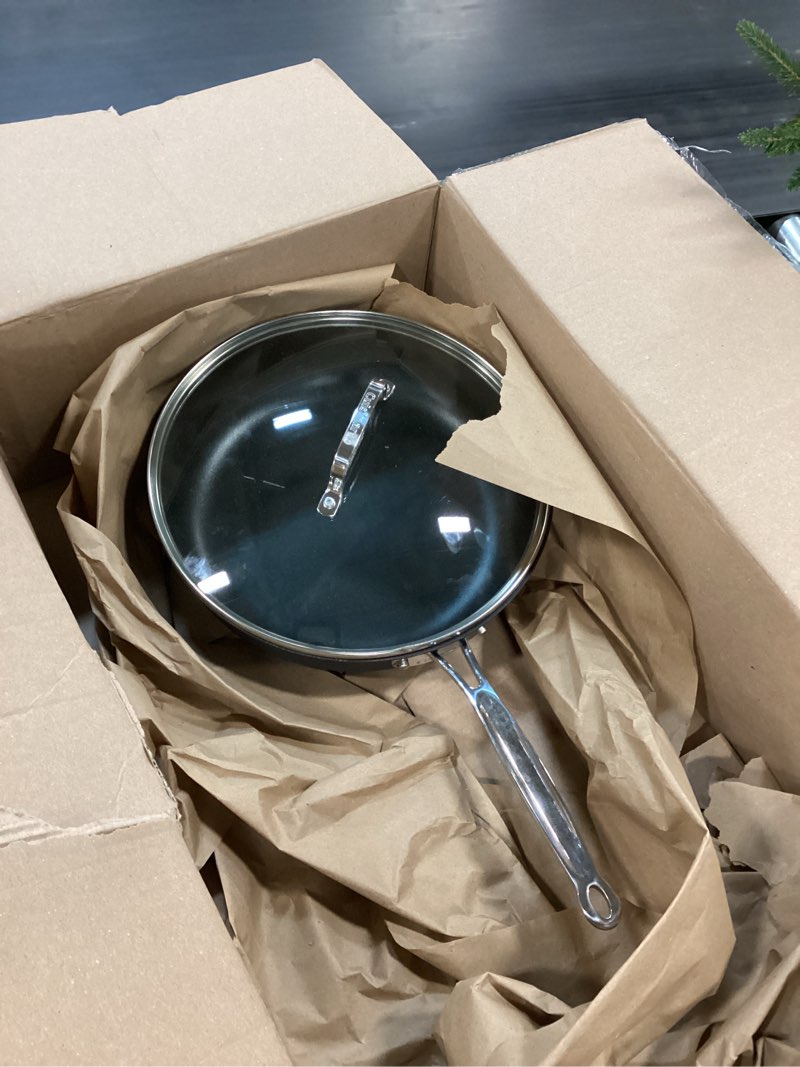 Condition photo showing As Is for Cuisinart 12-Inch Deep Fry Pan w/Cover, Chef's Classic Nonstick Hard Anodized Collection, 622-30DFP1