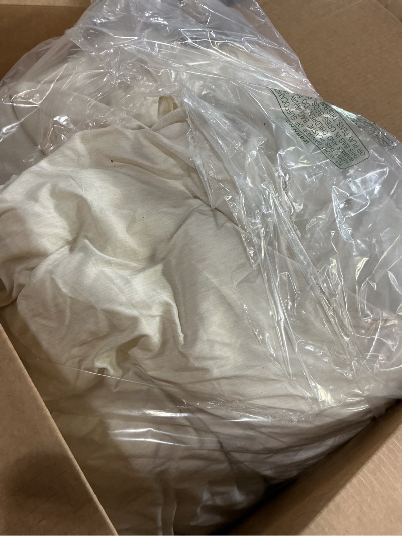Condition photo showing As Is for muxhomo 7 pieces queen comforter set, soft bed in a bag queen size, all season bedding set with comforter, flat sheet, fitted sheet, pillowcases & shams, beige queen(88"x 88") 01 - beige