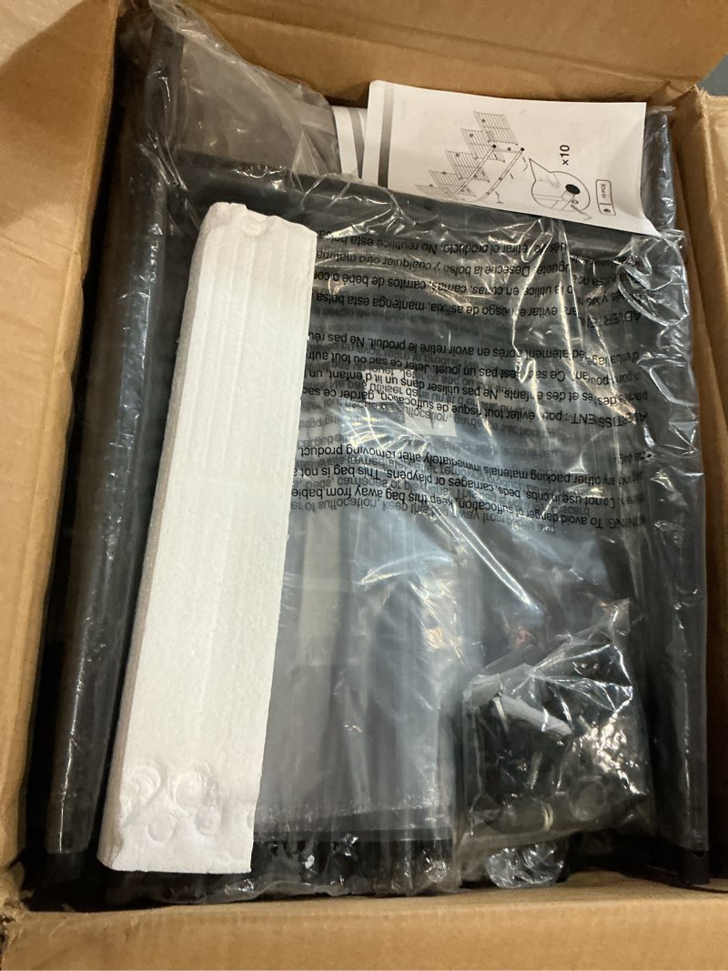 Condition photo showing Good Condition for Neprock Wardrobe Closet, Portable Clothing Rack for Hanging Clothes, Free Standing Closet Organizers and Storage System with 4 Tiers Shelves for Cloakroom Bedroom, Black Black Medium