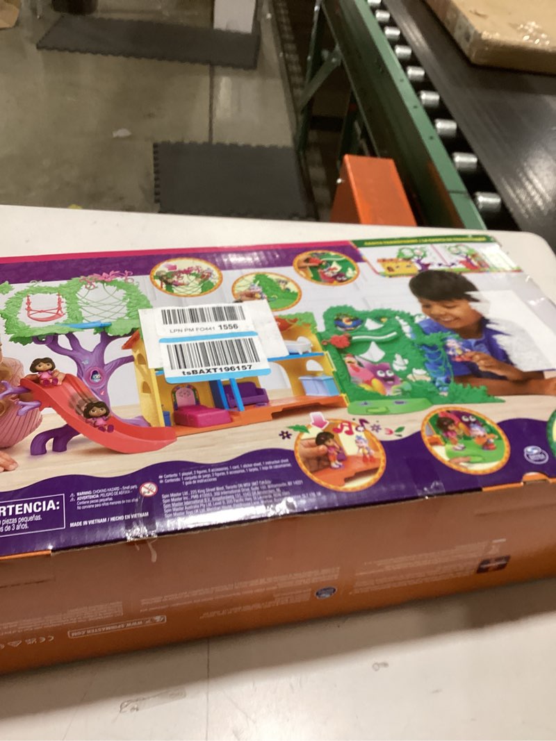 Condition photo showing New/Like New for Dora, Explore & Play Rainforest Casita Playset, Dora & Boots Figures, Dollhouse Furniture, Bilingual