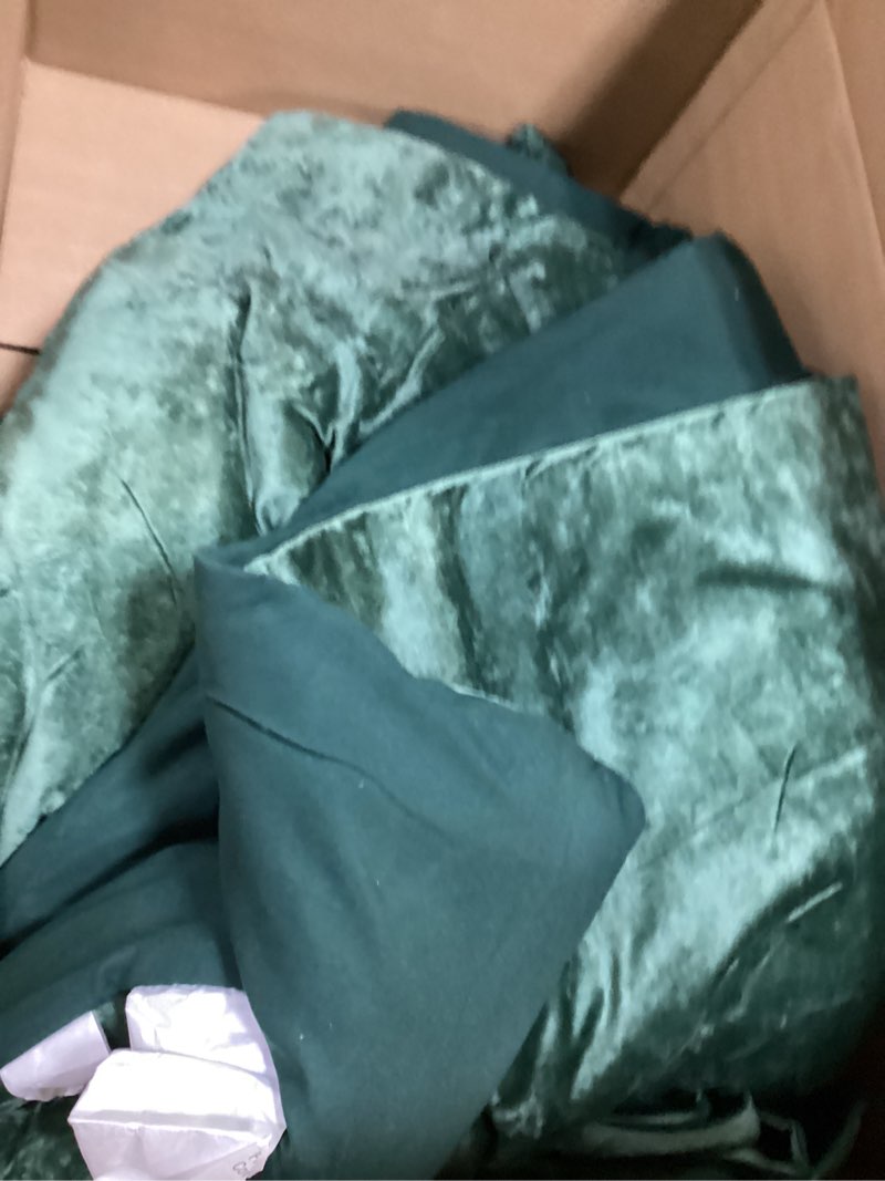 Condition photo showing As Is for TAMGHO Dark Green Comforter Queen, Crushed Velvet Bedding for All Seasons, Luxury Fluffy Soft 3pc Be