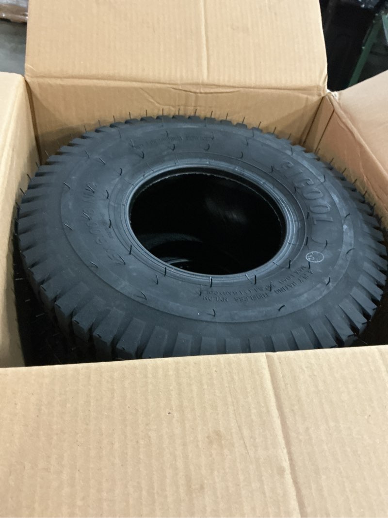 Condition photo showing New/Like New for gicool 15x6.00-6 lawn mower tubeless tire, 15x6-6 for tractor riding lawn mowers front tire, 2 pcs, 4 ply, turf-v pattern 15x6.00-6 turf-v