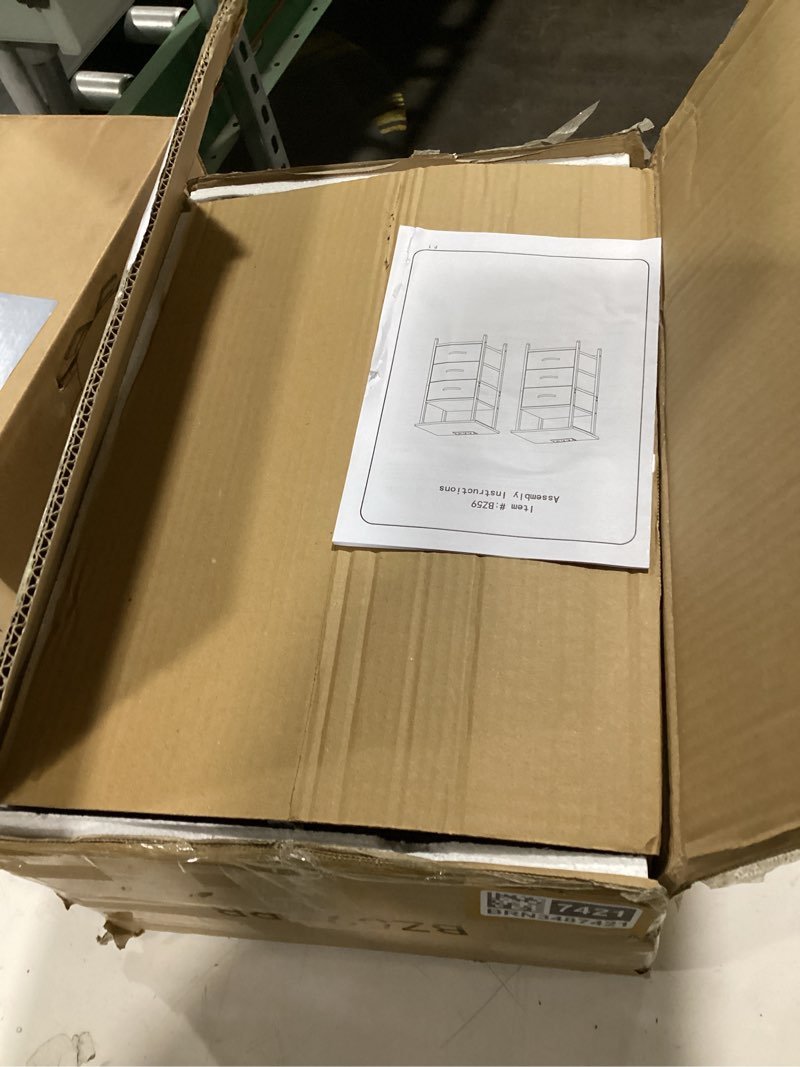 Condition photo showing Good Condition for Vagusicc Night stand Set 2 with Charging Station, LED Nightstand for Bedroom, Bedside Table with 3 Fabric Drawer, End Table Side Table with USB Port & Outlets, Bed Side Table for Bedroom, Rustic Brown 2 Pieces With LEDs Rustic Brown