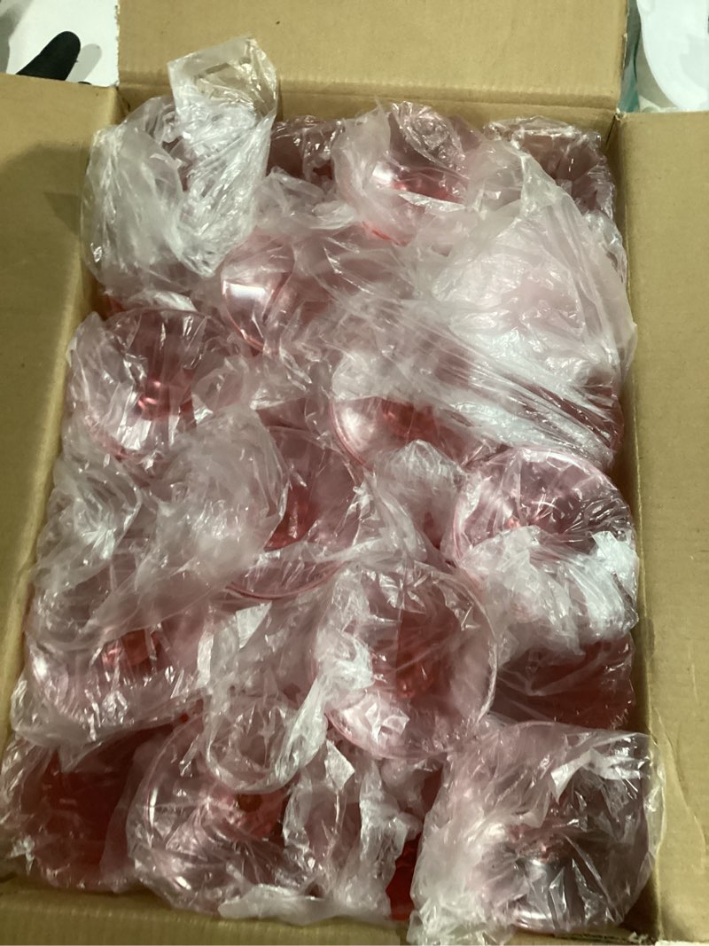 Condition photo showing New/Like New for Ciaell 24PCS Pink Plastic Wine Glasses - 7 Oz Plastic Goblets for Party - Pink Vintage Drinking Glasses - Disposable Water Goblets Set for Wedding, Bar, Wine, Cocktail, Whiskey & Valentine's Day