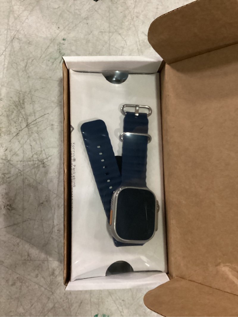 Condition photo showing As Is for apple watch ultra 2 [gps + cellular, 49mm] - titanium case with blue ocean band, one size (renewed) modern one size - fits 130-200mm wrists titanium case with blue ocean band without applecare+