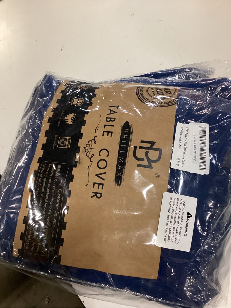 Condition photo showing New/Like New for brillmax 6 pack navy blue spandex table covers for 6 ft rectangle tables - 180 gsm thick stretch tablecloth fitted, reinforced foot pockets, wrinkle free cloth for wedding banquet party trade show navy blue 6ft, 6 pack
