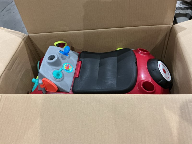 Condition photo showing Good Condition for radio flyer busy buggy, for toddlers 1-3, 3-in-1 push walker ride on car with 17 sensory activities, anti-tip feature, under-seat storage, horn and gears, 42 lb capacity, toddler ride on toys red
