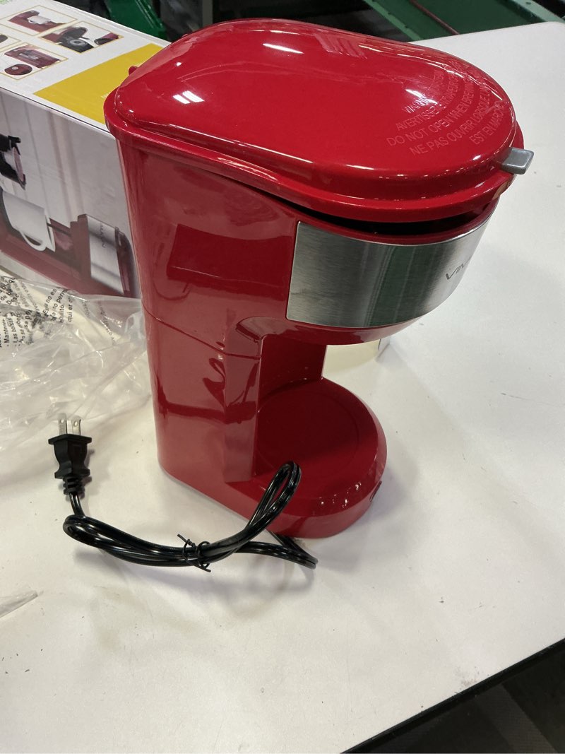 Condition photo showing As Is for mini single serve coffee maker,instant coffee maker one cup for k cup & ground coffee,portable capsule coffee machine with 6 to 14oz reservoir,90 seconds fast brewing and one button operation