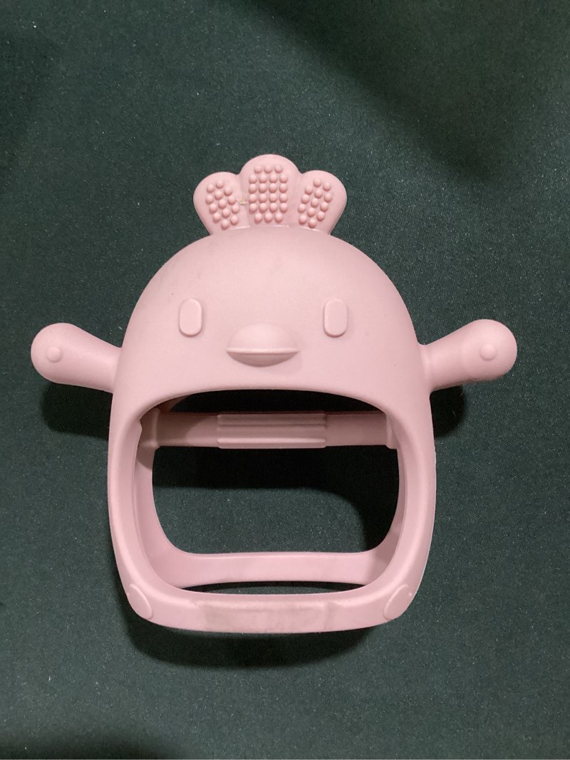 Condition photo showing Good Condition for socub silicone baby teether toys for infants 3-6 6-12 months, bpa free anti-drop silicone mitten teething toy, baby chew toys for sucking needs, newborn essentials & baby shower gifts girls(dark pink)